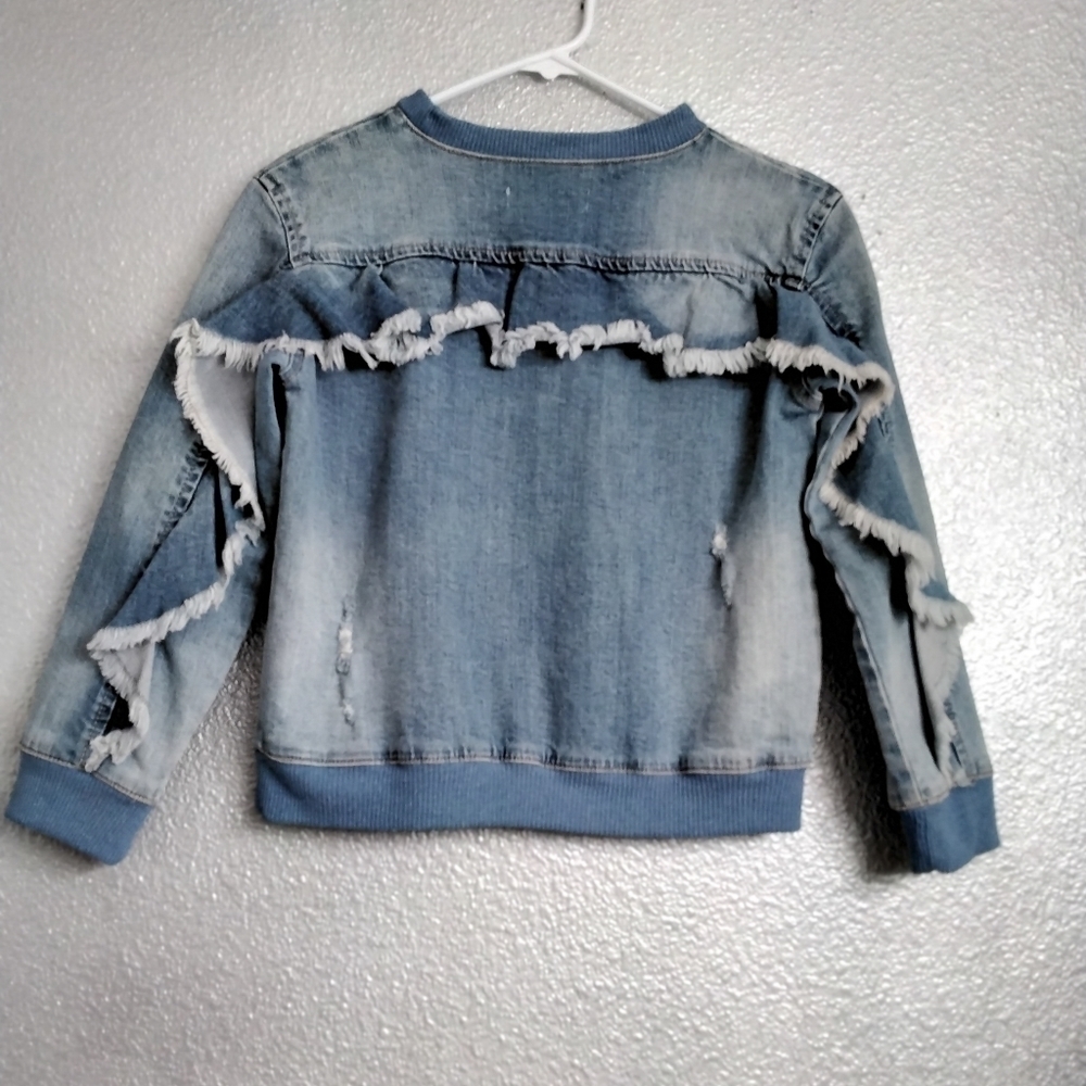 Treasure & Bond Distressed Denim Sweatshirt   Size S (7/8)
